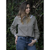 Women's Judith Oversize Collar Blouse With Ruffled Cuffs, Vichy Wheat - Blouses - 3 - thumbnail