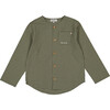 Gaston Round Collar Shirt, Kaki Squares - Shirts - 1 - thumbnail
