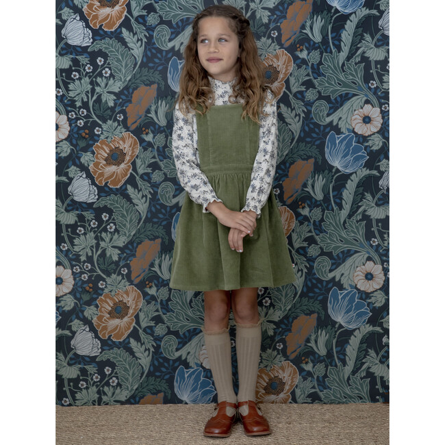 Margaret Ruffled Collar Blouse, Blue Grey Flower - Blouses - 5