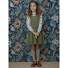 Margaret Ruffled Collar Blouse, Blue Grey Flower - Blouses - 5