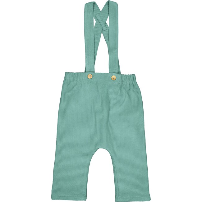 Baby Gabriel Overall With Elasticated Waist & Straps, Teal Blue - Overalls - 1