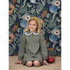 Fazo Round Collar Dress With Ruffled Cuffs, Kaki Squares - Dresses - 4