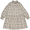 Elisabeth Ruffled Collar Dress, Blue Grey Flower - Dresses - 1 - thumbnail