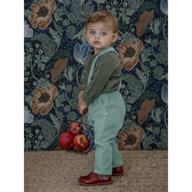 Baby Gabriel Overall With Elasticated Waist & Straps, Teal Blue - Overalls - 3