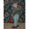 Baby Gabriel Overall With Elasticated Waist & Straps, Teal Blue - Overalls - 3 - thumbnail