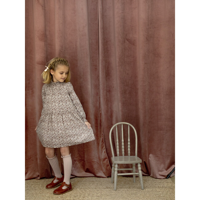 Elisabeth Ruffled Collar Dress, Brick Flower - Dresses - 4