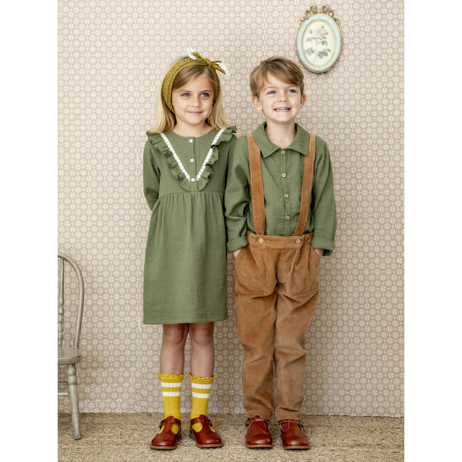 Altair Dress With Lace And Ruffle Details, Kaki - Dresses - 4