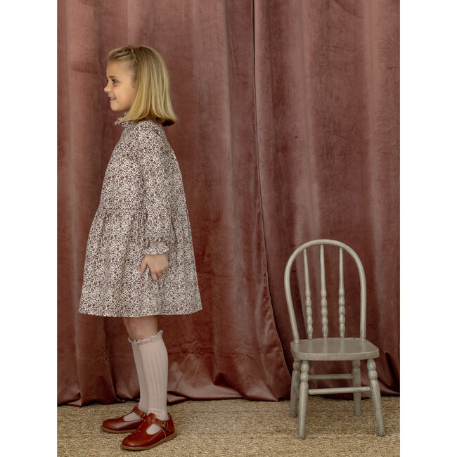 Elisabeth Ruffled Collar Dress, Brick Flower - Dresses - 5