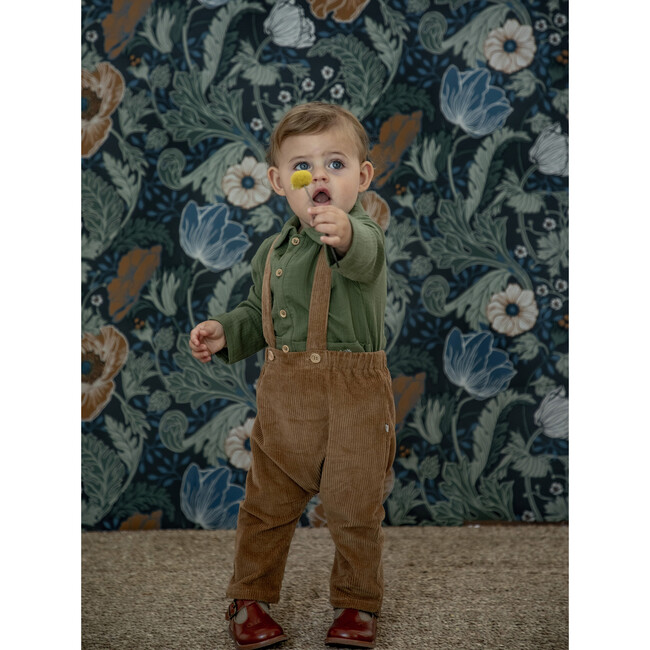 Baby Gabriel Corduroy Overall With Adjustable Shoulder Straps, Biscuit - Overalls - 6