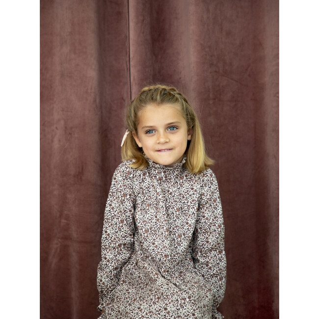 Elisabeth Ruffled Collar Dress, Brick Flower - Dresses - 6