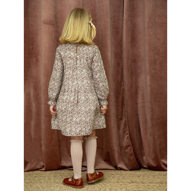 Elisabeth Ruffled Collar Dress, Brick Flower - Dresses - 7