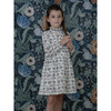 Elisabeth Ruffled Collar Dress, Blue Grey Flower - Dresses - 4