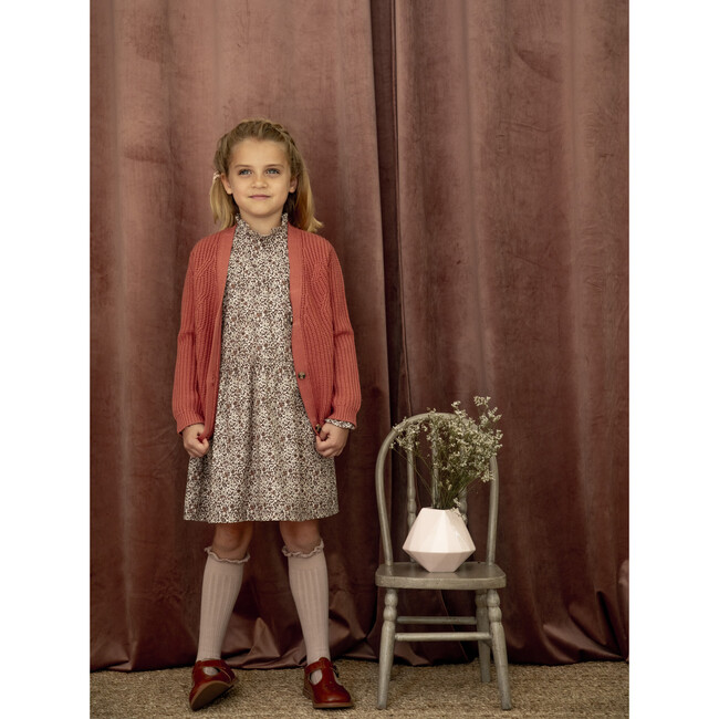 Elisabeth Ruffled Collar Dress, Brick Flower - Dresses - 8