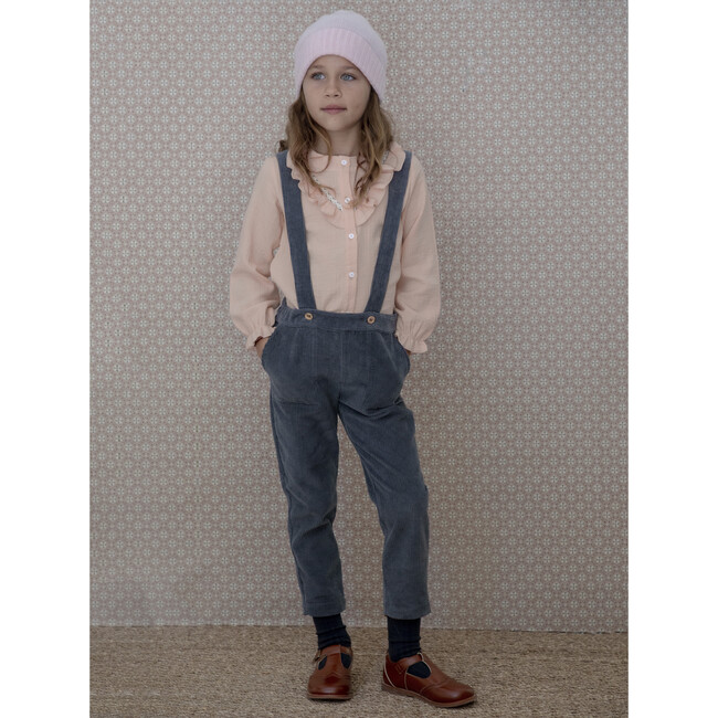 Kids Gabriel Corduroy Overall With Adjustable Shoulder Straps, Anthracite - Overalls - 6