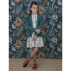 Elisabeth Ruffled Collar Dress, Blue Grey Flower - Dresses - 8