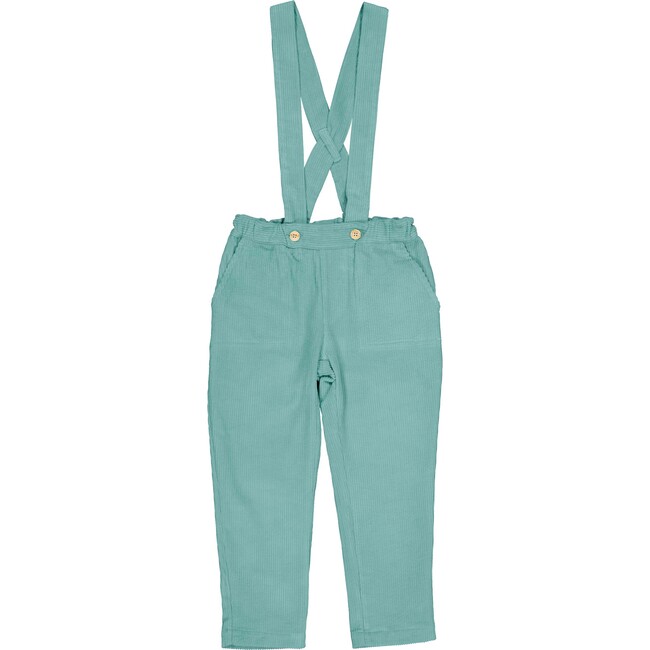 Kids Gabriel Overall With Elasticated Waist & Straps, Teal Blue - Overalls - 1