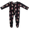 Christmas Pup Bamboo Zippered Footed Onesie, Black - Onesies - 1 - thumbnail