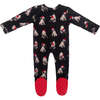 Christmas Pup Bamboo Zippered Footed Onesie, Black - Onesies - 2 - thumbnail