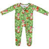 Fawns Through The Snow Christmas Holiday Bamboo Zipper Footed Onesie, Green - Onesies - 1 - thumbnail