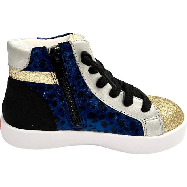 Abby Sneaker, Blue Leopard & Gold