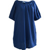 Women's Cotton Gauze House Dress, Indigo - Dresses - 1 - thumbnail