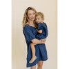 Women's Cotton Gauze House Dress, Indigo - Dresses - 3