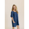 Women's Cotton Gauze House Dress, Indigo - Dresses - 4