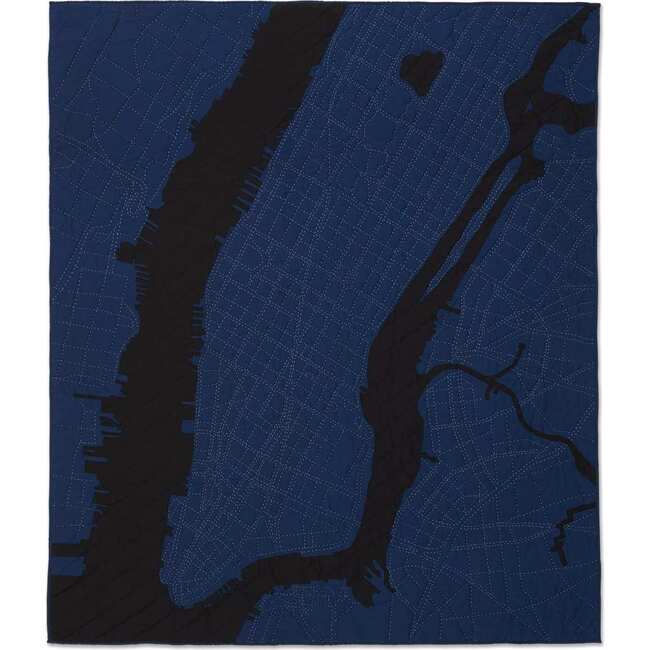 Organic New York Throw, Blue/Black