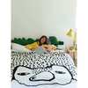 Bear Shaped Cotton Woven Throw, White - Throws - 2