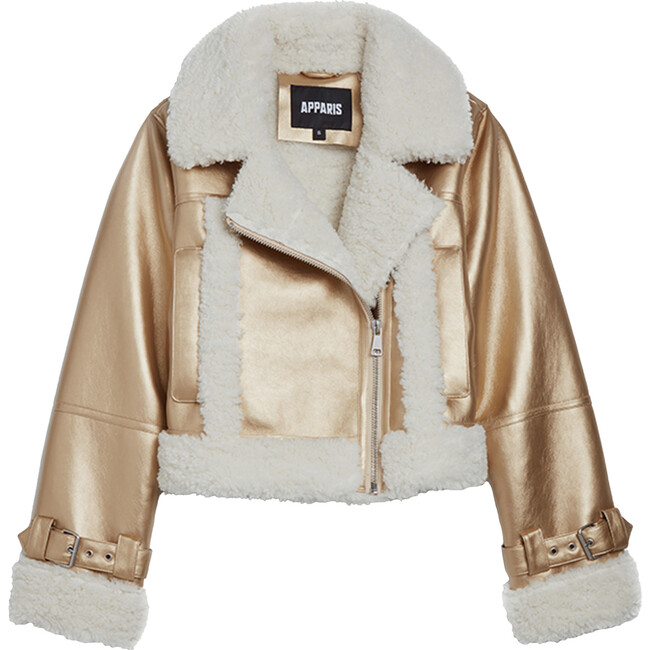 Women's Jay Metallic Gold/Ivory - Fur & Faux Fur Coats - 1