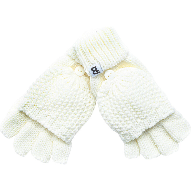 Kids Fingerless Gloves, Cream