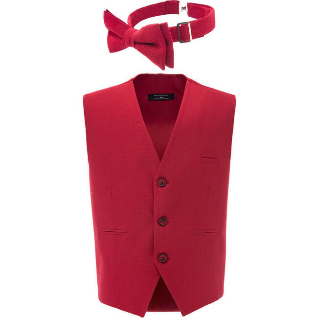 Solid Vest & Bowtie, Red - Suits & Separates - 1