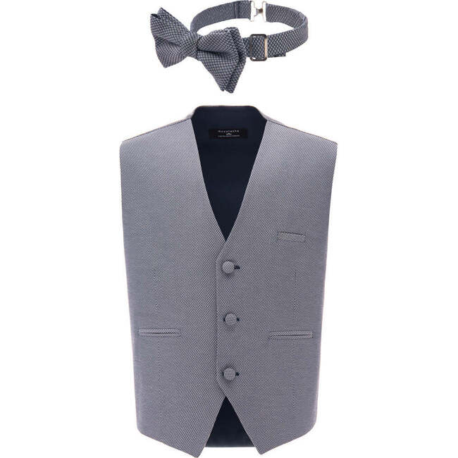 Micro Print Vest & Bowtie, Grey - Suits & Separates - 1