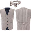 Striped Vest & Bowtie, Beige - Suits & Separates - 2