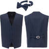 Geometric Print Vest & Bowtie, Navy - Suits & Separates - 2 - thumbnail