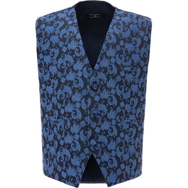 Floral Print Vest & Bowtie, Blue - Suits & Separates - 3