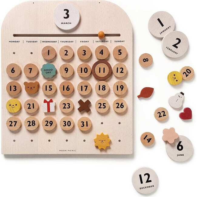 My Calendar Wooden Toy, Beige - Developmental Toys - 1