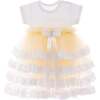 Bella Vina Ruffle Babysuit Dress, Beige - Dresses - 1 - thumbnail