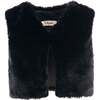 Faux Fur Vest, Black - Vests - 1 - thumbnail