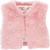 Faux Fur Vest, Pink - Vests - 1 - thumbnail