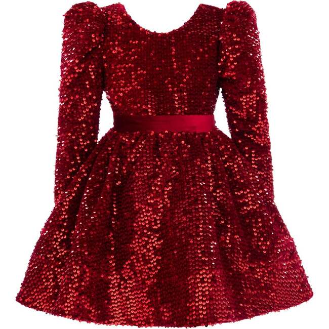Merribrook Sequin Bow Dress, Red
