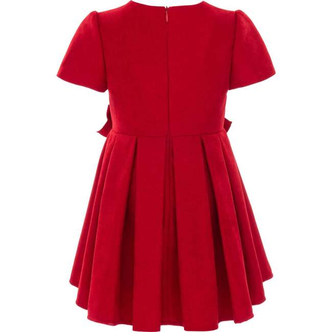 Harleigh Double Bow Pleated Dress, Red