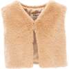 Faux Fur Vest, Beige - Vests - 1 - thumbnail