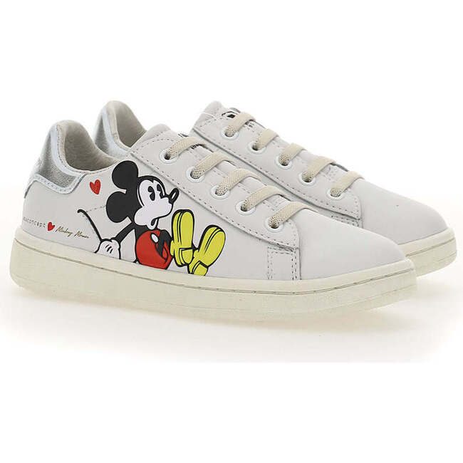 Mickey Silver Tab Sneakers, White