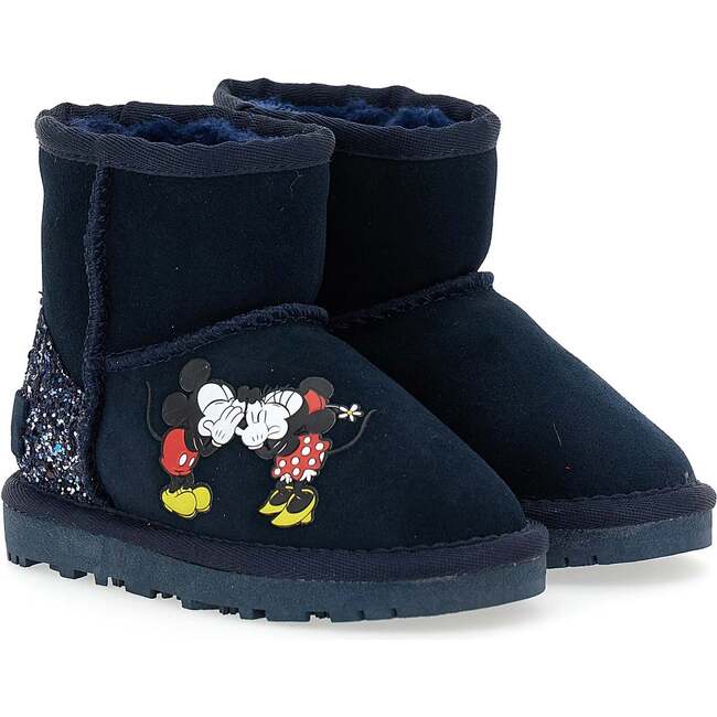 Mickey + Minnie Glitter Tab Winter Boots, Navy