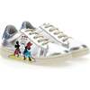 Mickey + Minnie Glitter Tab Velcro Sneakers, Silver - Sneakers - 1 - thumbnail