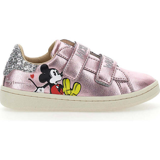 Mickey Glitter Tab Velcro Sneakers, Pink