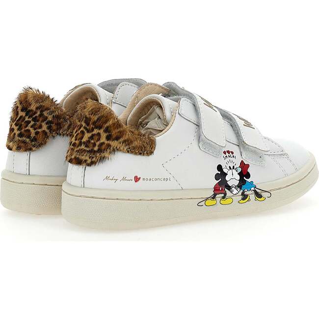 Mickey + Minnie Leopard Tab Velcro Sneakers, White - Sneakers - 3