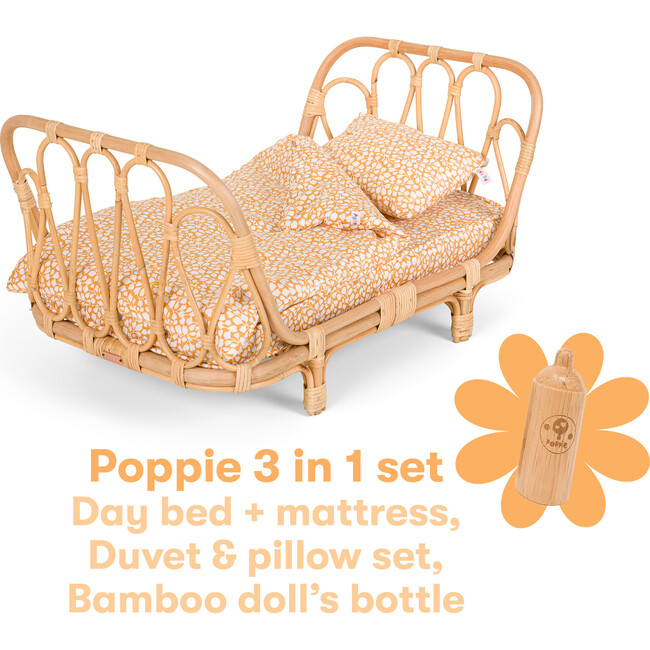 3-in-1 Rattan Doll Daybed Set, Gold