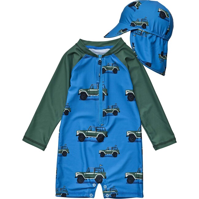 Surf Safari Flap Hat & LS Sunsuit Set - Two Pieces - 1